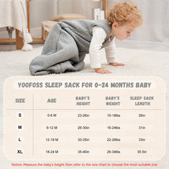 Yoofoss baby sleep sack with 2-way zipper enables convenient night-time diaper changes.