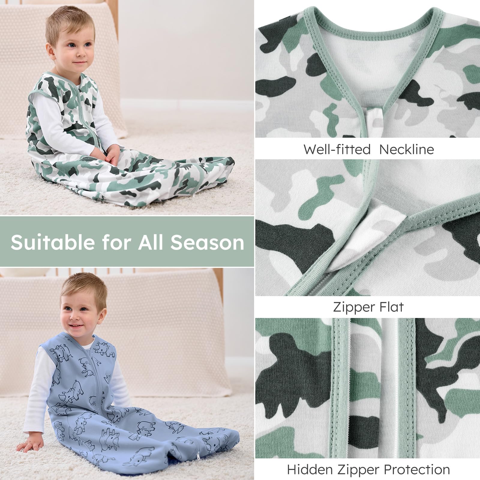Yoofoss 3-pack sleep sacks in different colors for easy coordination.