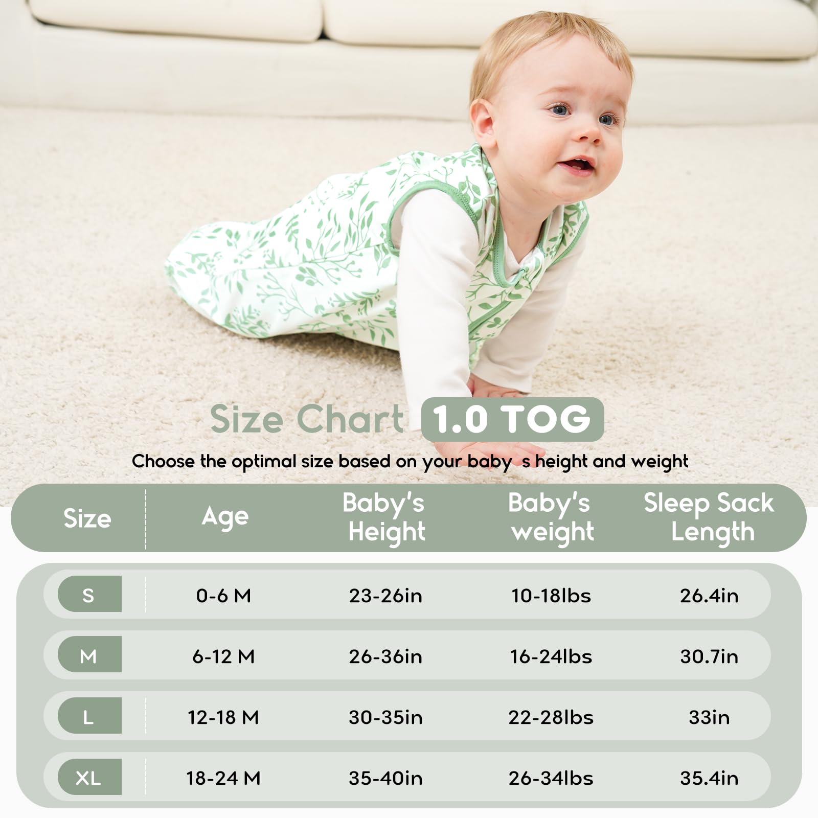 Yoofoss sleep sack neckline safety-fit ensures snug, secure wear.