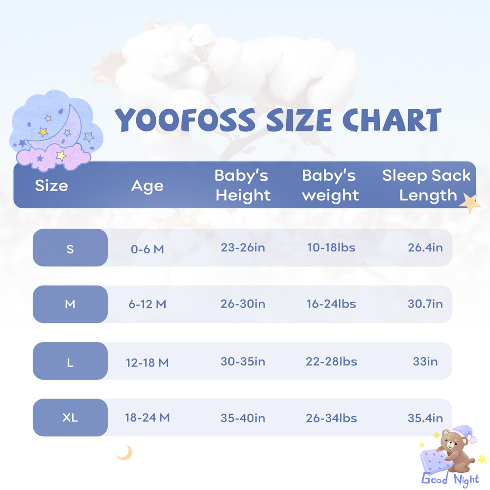 Yoofoss sleep sack shows roomy arm and neck openings for comfort