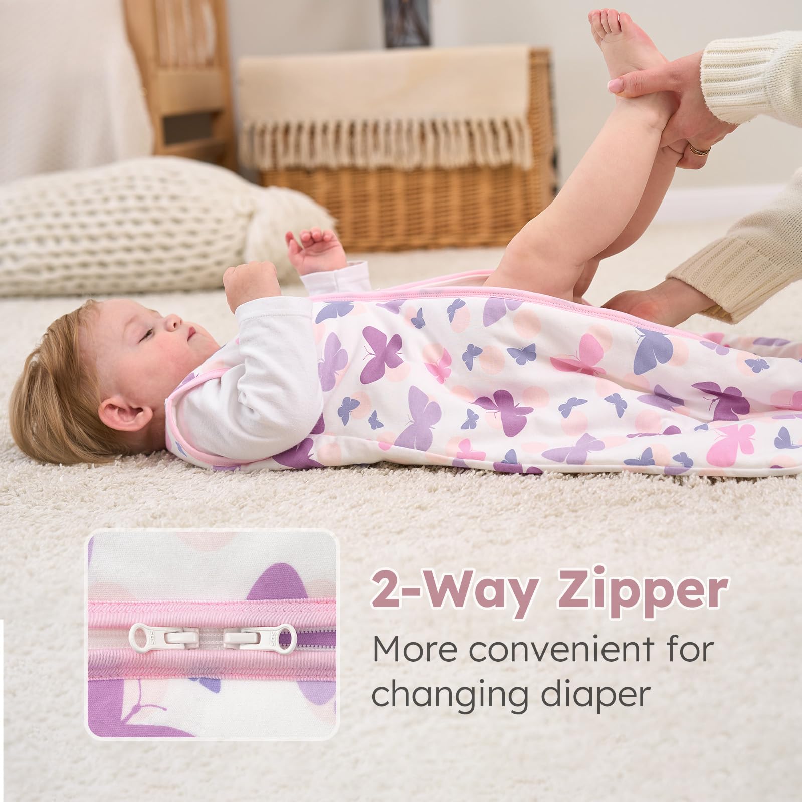Yoofoss sleep sack size chart shows four age ranges for proper fit.