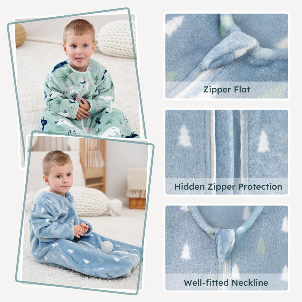 Yoofoss sleep sack long-sleeve design preserves arm movement while staying warm.