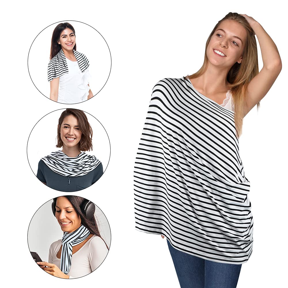 Yoofoss stroller cover in black stripe keeps baby comfy while shopping