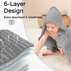 Yoofoss two-pack baby towels pack shot shows unisex color options.