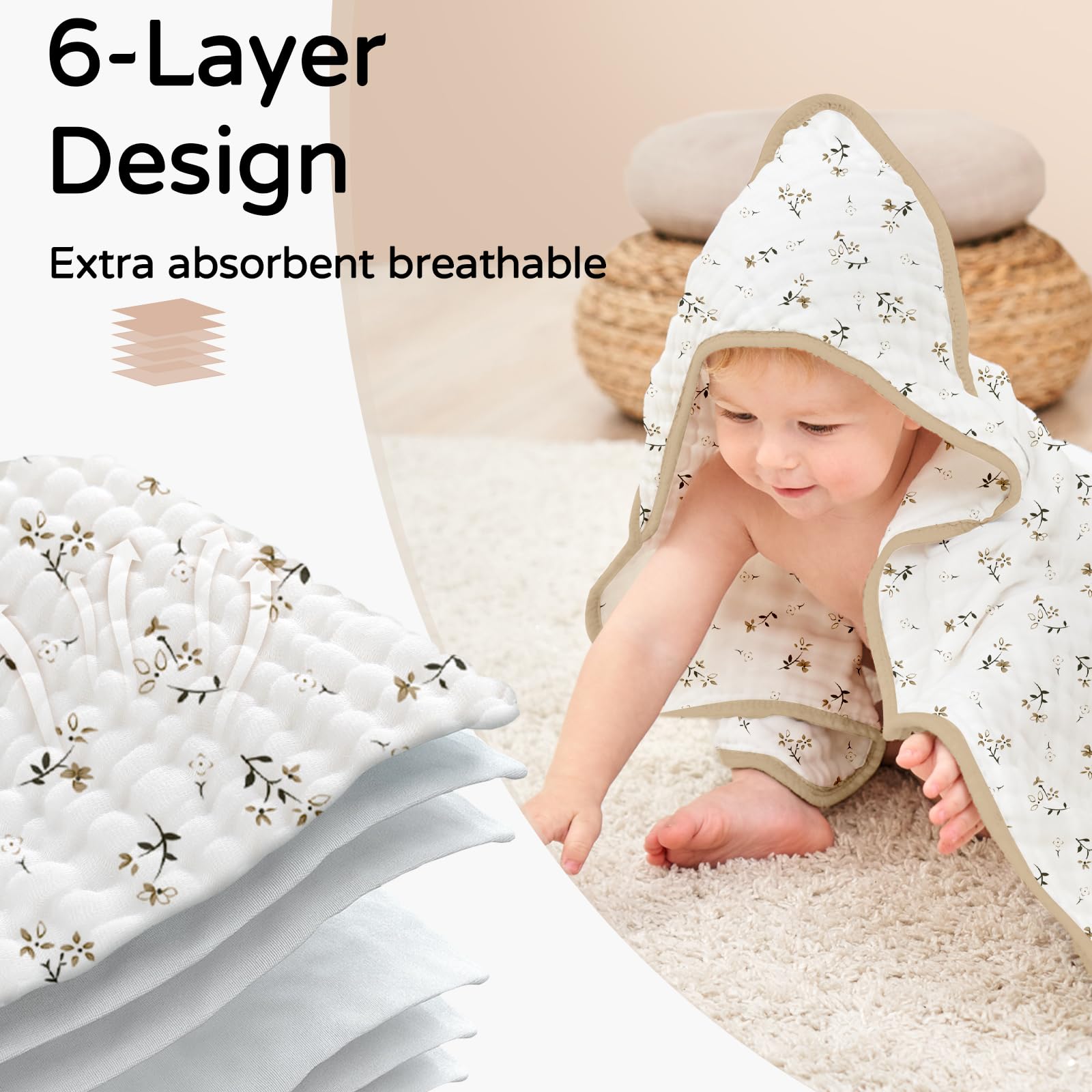 Yoofoss two-pack beige floral towels emphasizes versatility and value for daily use