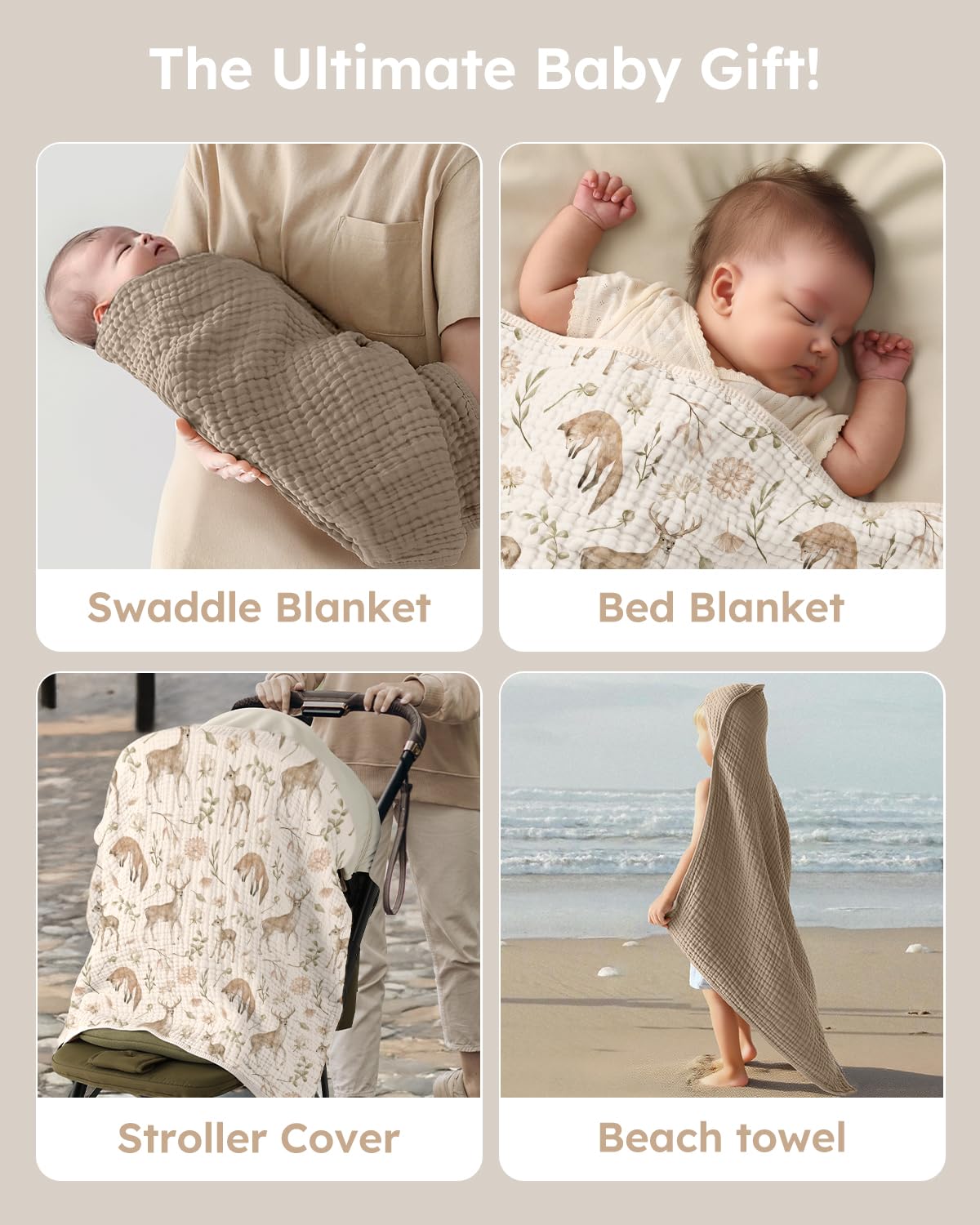 Yoofoss hooded towel shown as unisex baby gift for showers and registries