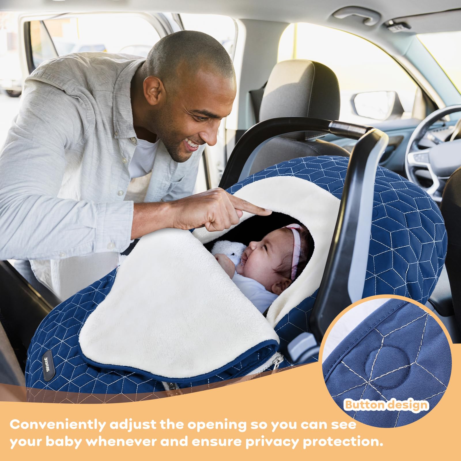 Yoofoss universal-fit blue car seat and stroller cover for everyday use.