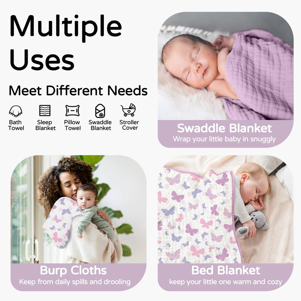 Yoofoss towel versatile uses like swaddling and as a baby blanket.