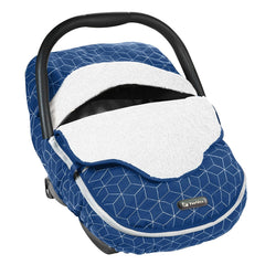 Yoofoss winter car seat cover blue with elastic bottom for snug fit.
