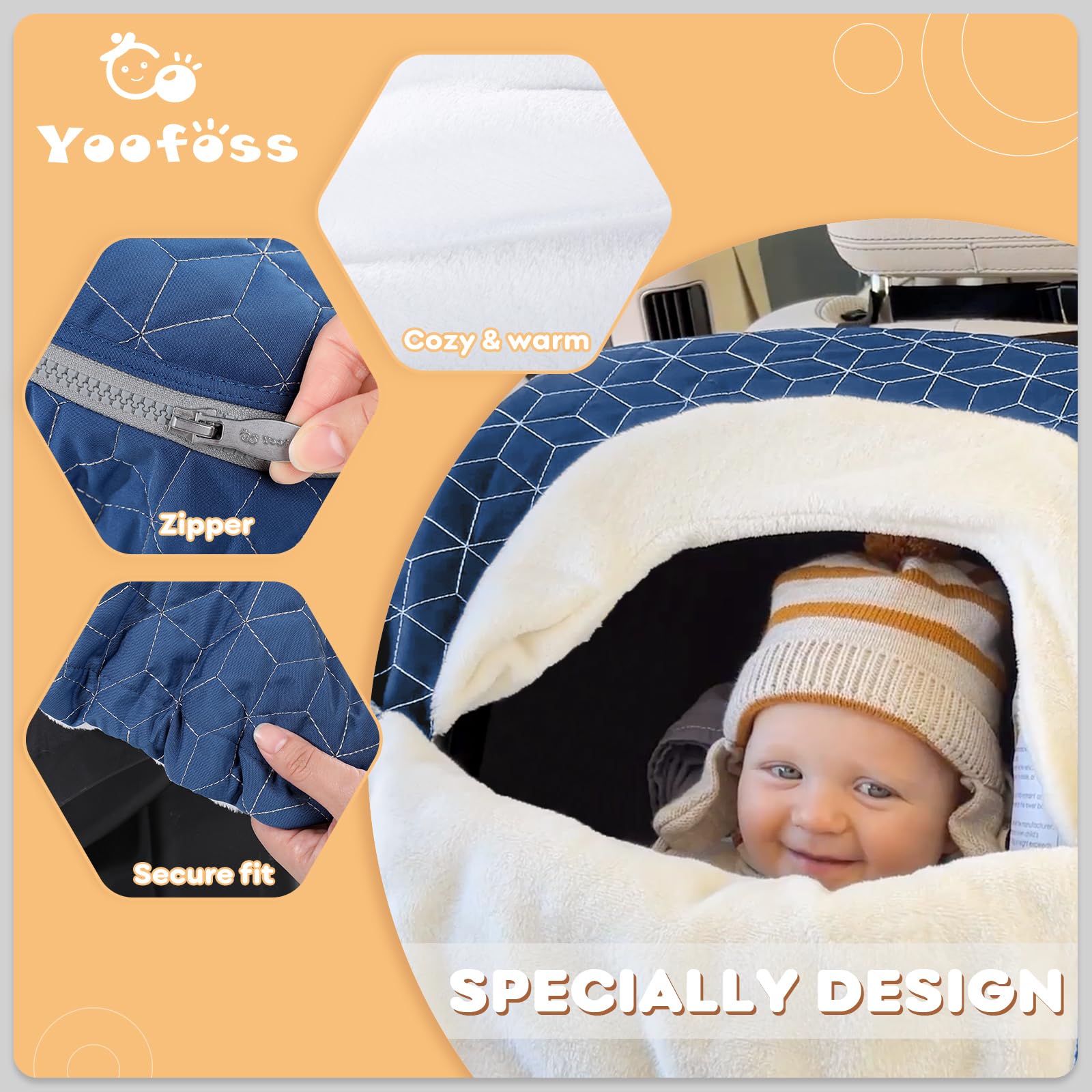 Yoofoss blue cover features magnetic flap for easy peeking at baby.