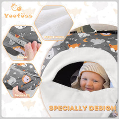 Yoofoss plush fleece-lined canopy adds warmth and comfort on cold rides.