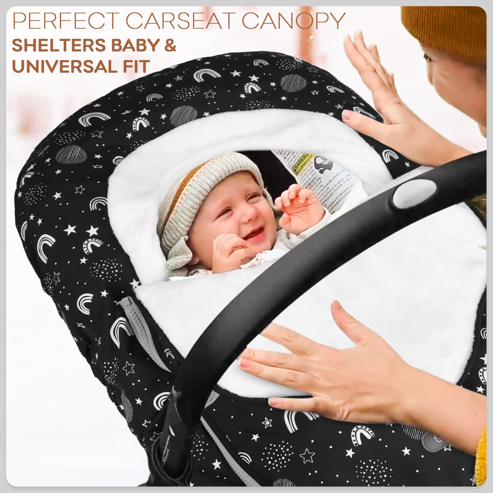 Yoofoss winter car seat cover side view showing easy access and warmth
