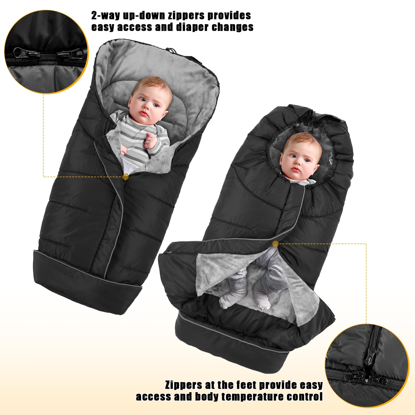Yoofoss coral velvet lining provides soft, cozy contact with your baby.