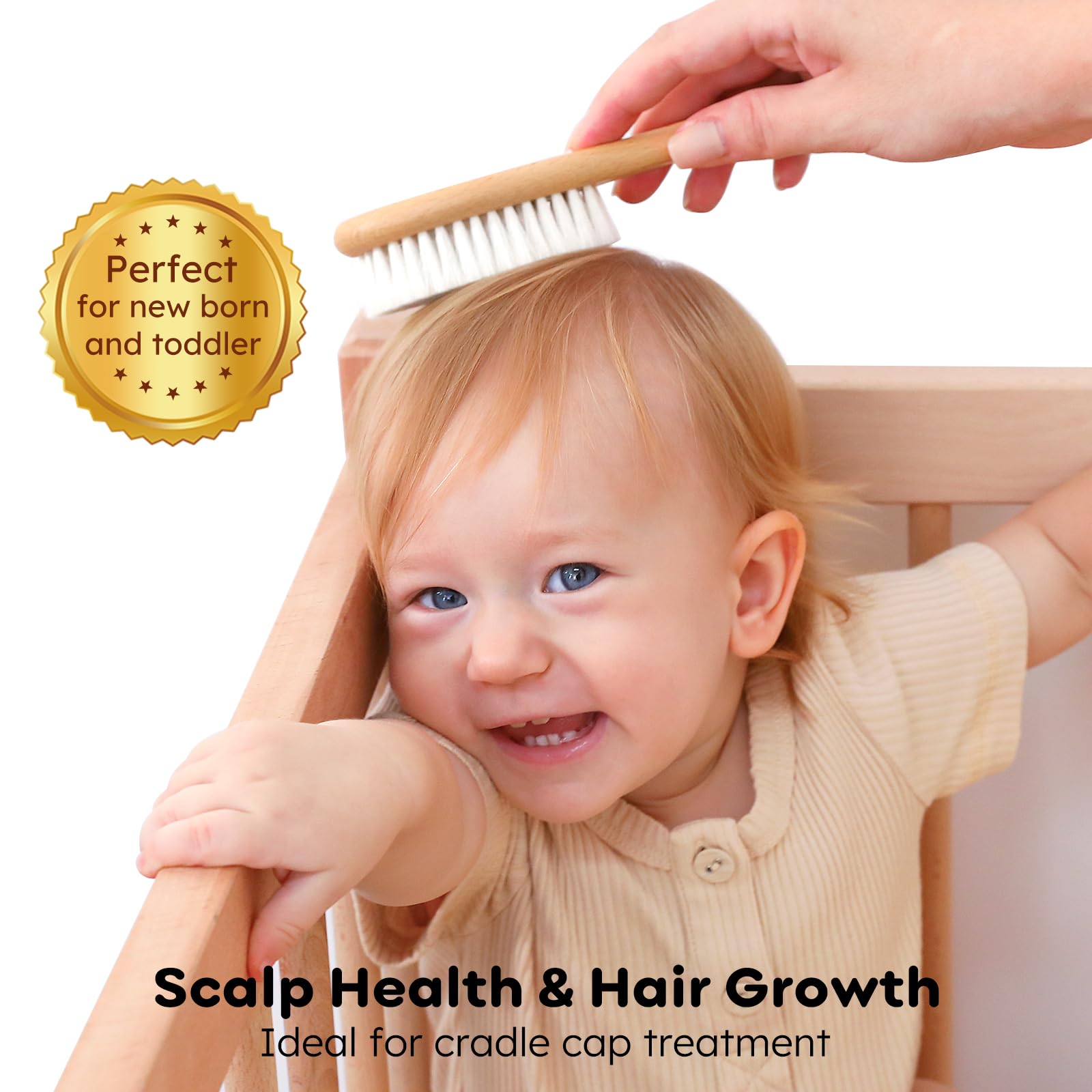 Yoofoss wooden comb for babies with safe, smooth edges