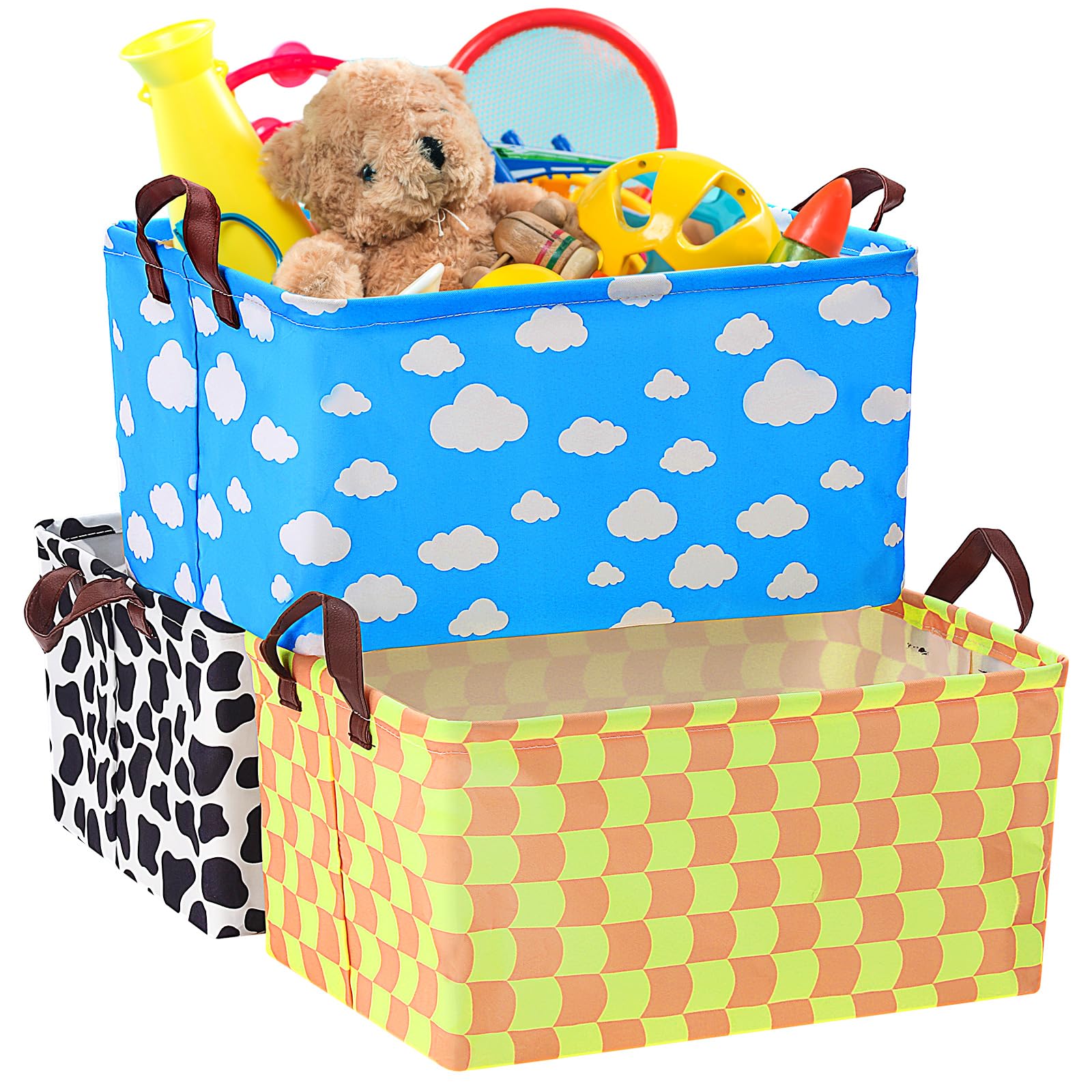 Yoojahow cartoon storage baskets 3-pack ready for clutter-free living room