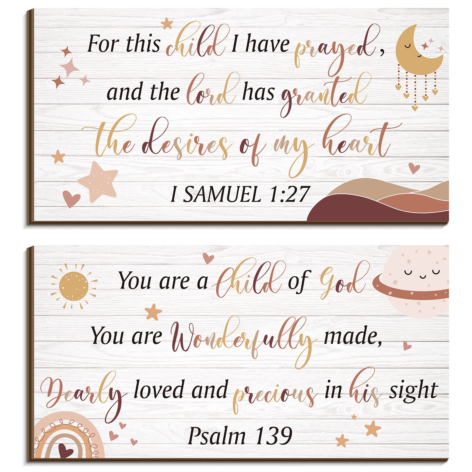 Yookeer 2pcs wooden nursery wall decor enhances kids' room styling
