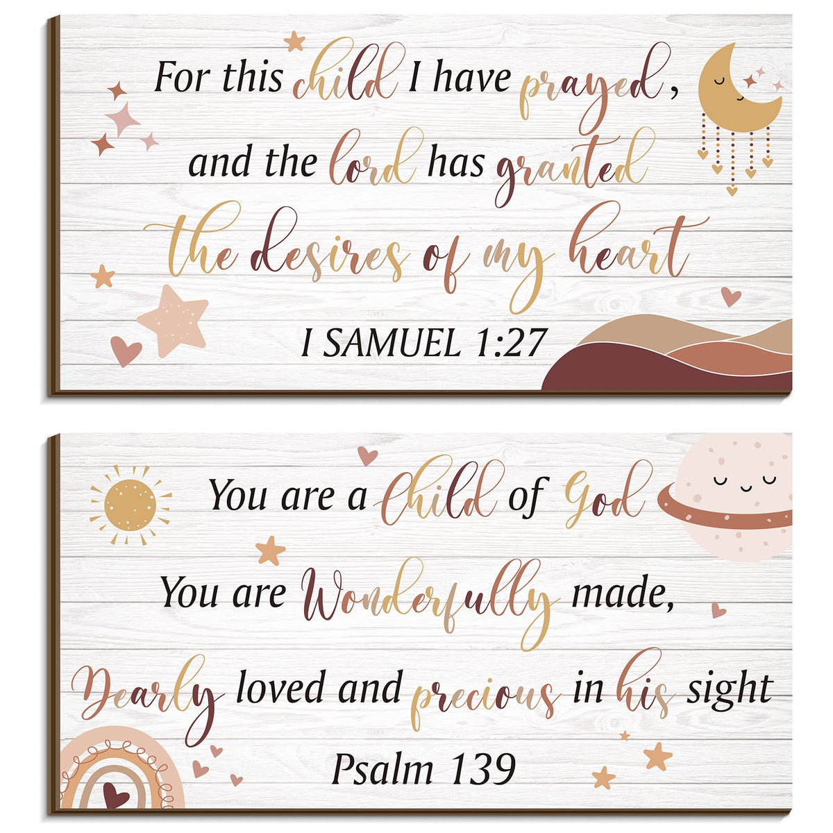 Yookeer 2pcs wooden nursery wall decor enhances kids' room styling