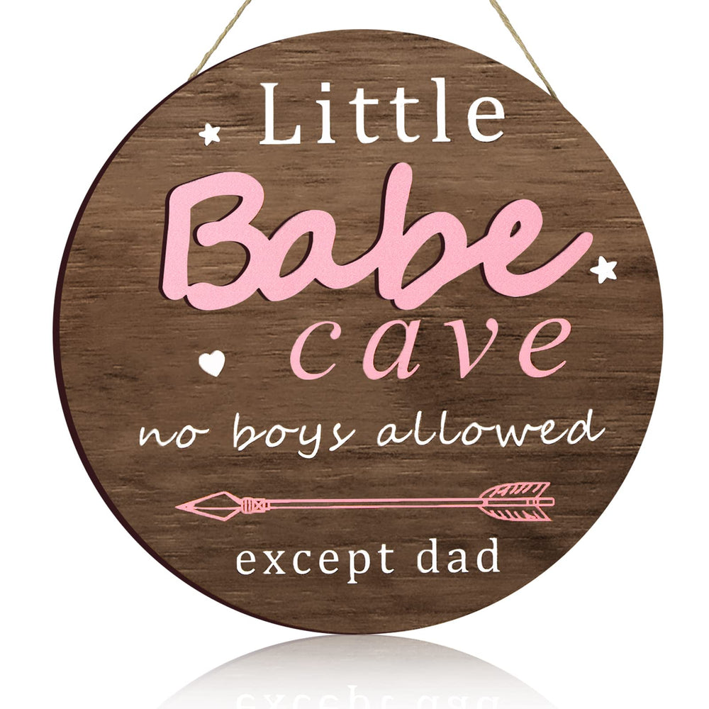 Yookeer Little Babe Cave Sign door view, rustic wooden nursery decor for bedrooms