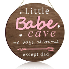 Yookeer Little Babe Cave Sign door view, rustic wooden nursery decor for bedrooms