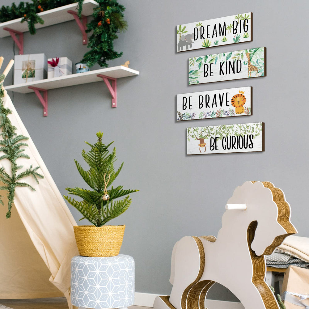 Yookeer wooden signs bring colorful, rustic charm to living rooms and bedrooms.