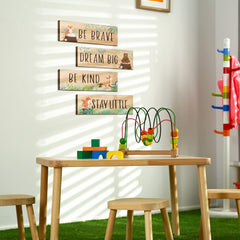 Yookeer rustic wood signs in living room convey farmhouse charm and versatility.
