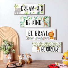 Yookeer safari animal wall art 11x3.9 inches brightens bedrooms with playful inspiration.