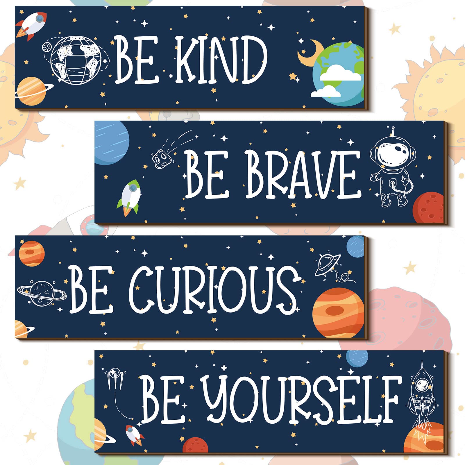 Yookeer rocket sign space wall art for kids' room motivation