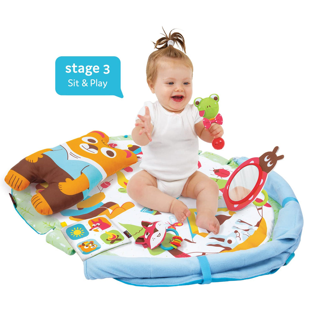 Yookidoo Baby Gym Play 'N’ Nap motion-activated frog rattle for musical play.