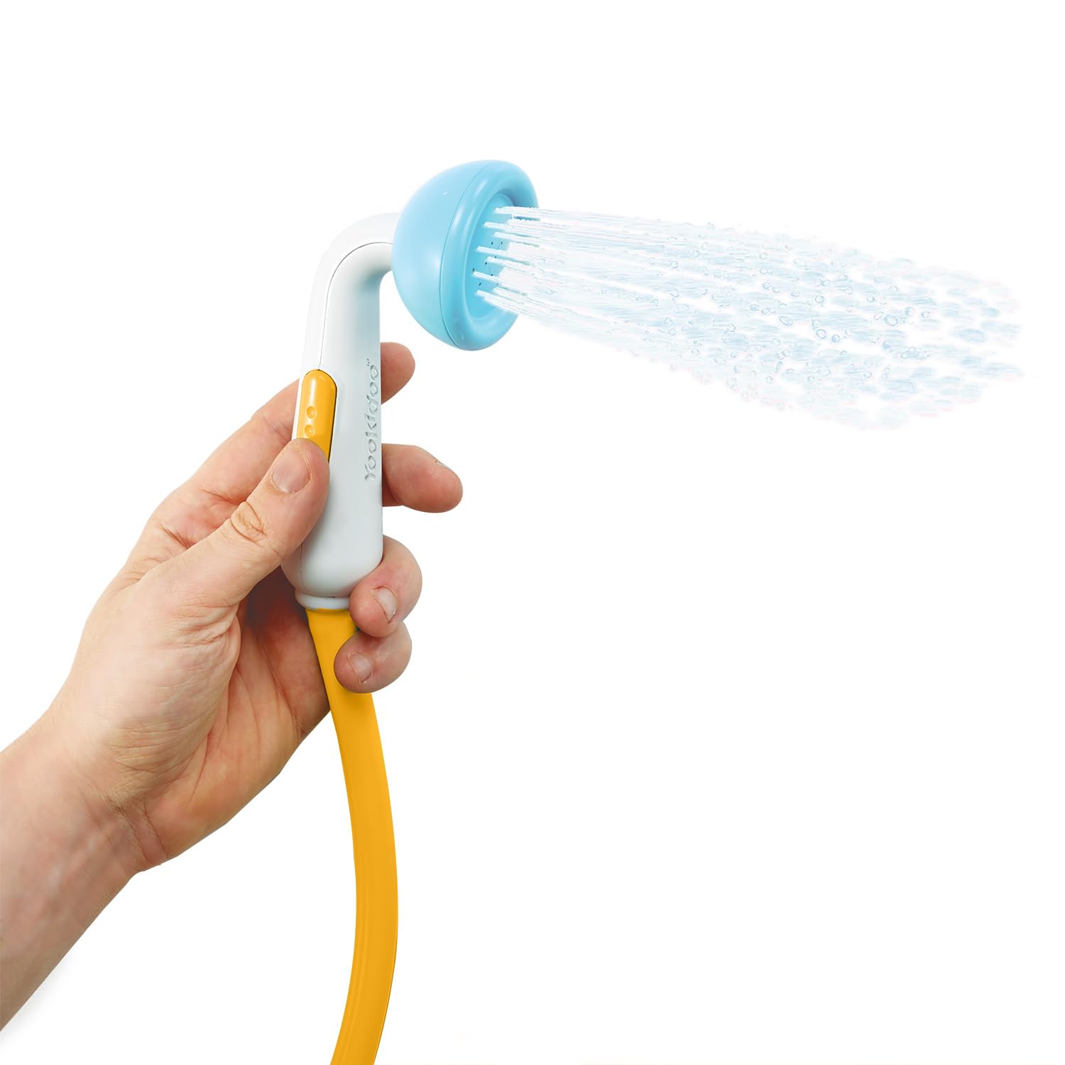 Yookidoo soft hose design offers gentle reach for tiny hands.