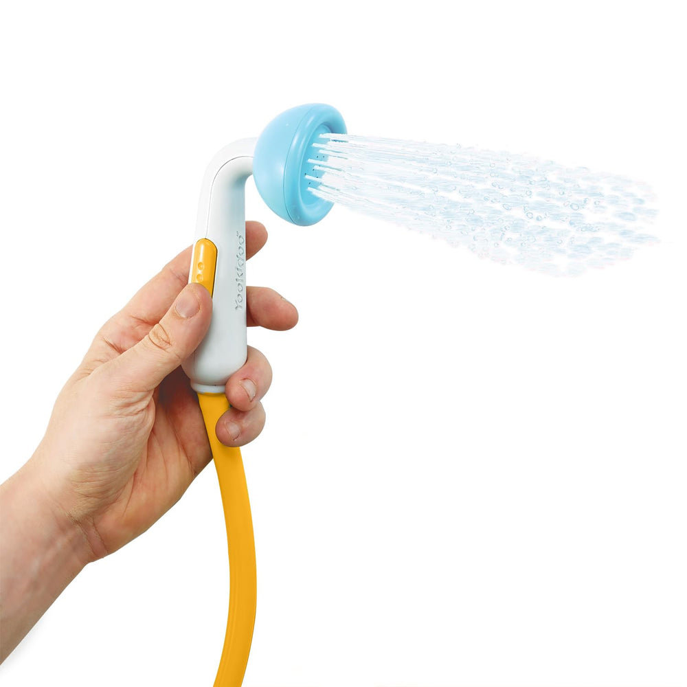 Yookidoo soft hose design offers gentle reach for tiny hands.