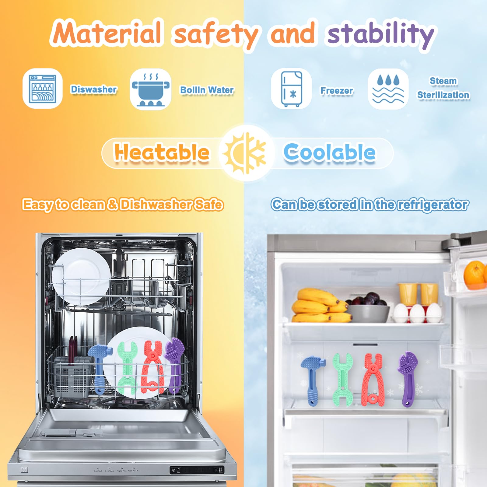 Yoolane teether adjustable-wrench: BPA-free silicone for safe teething.