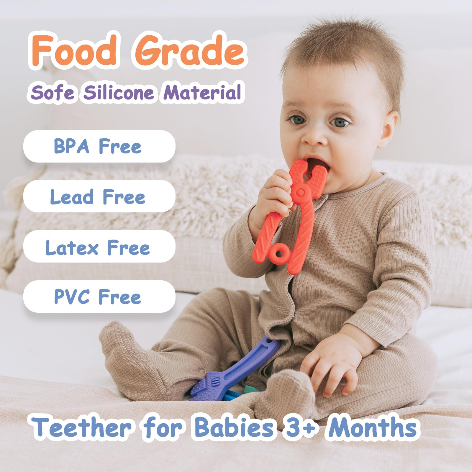Yoolane teether colorful collection: varied shapes for exploration.