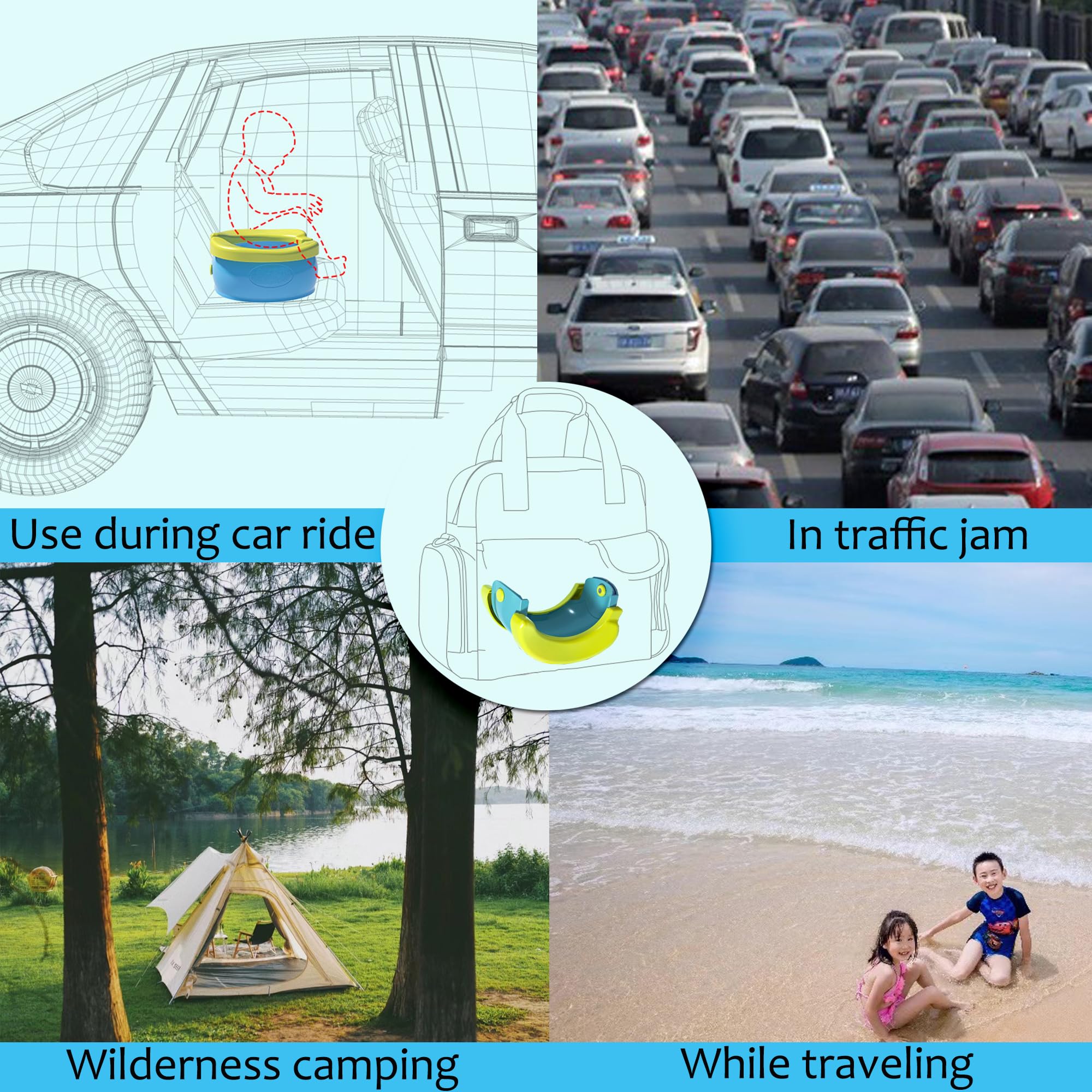 YOOLEETC travel potty garbage bag roll simplifies cleanup on the go.