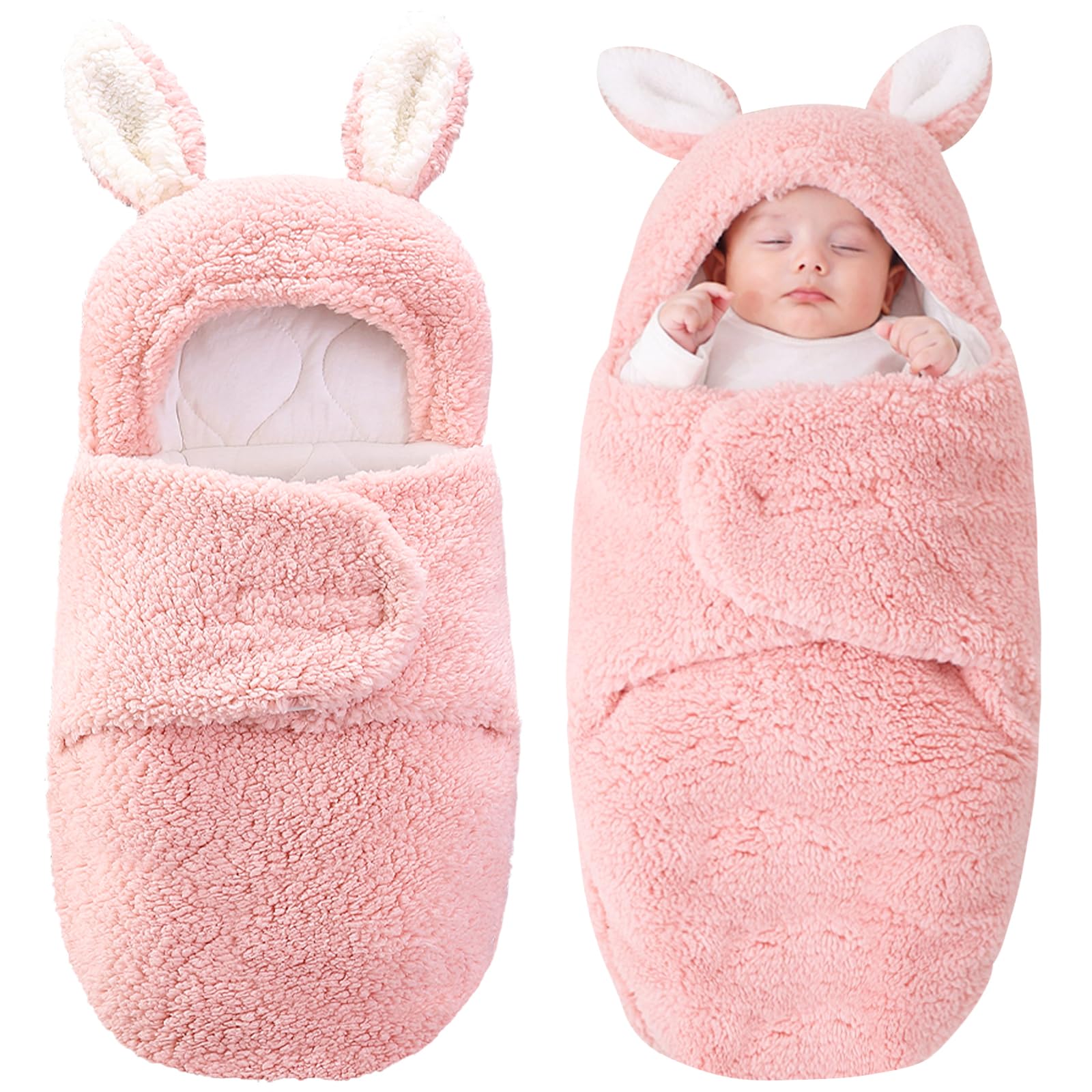 Yoolhamy Baby Swaddle Rabbit-Ears Hooded offers plush warmth for newborn cuddles.