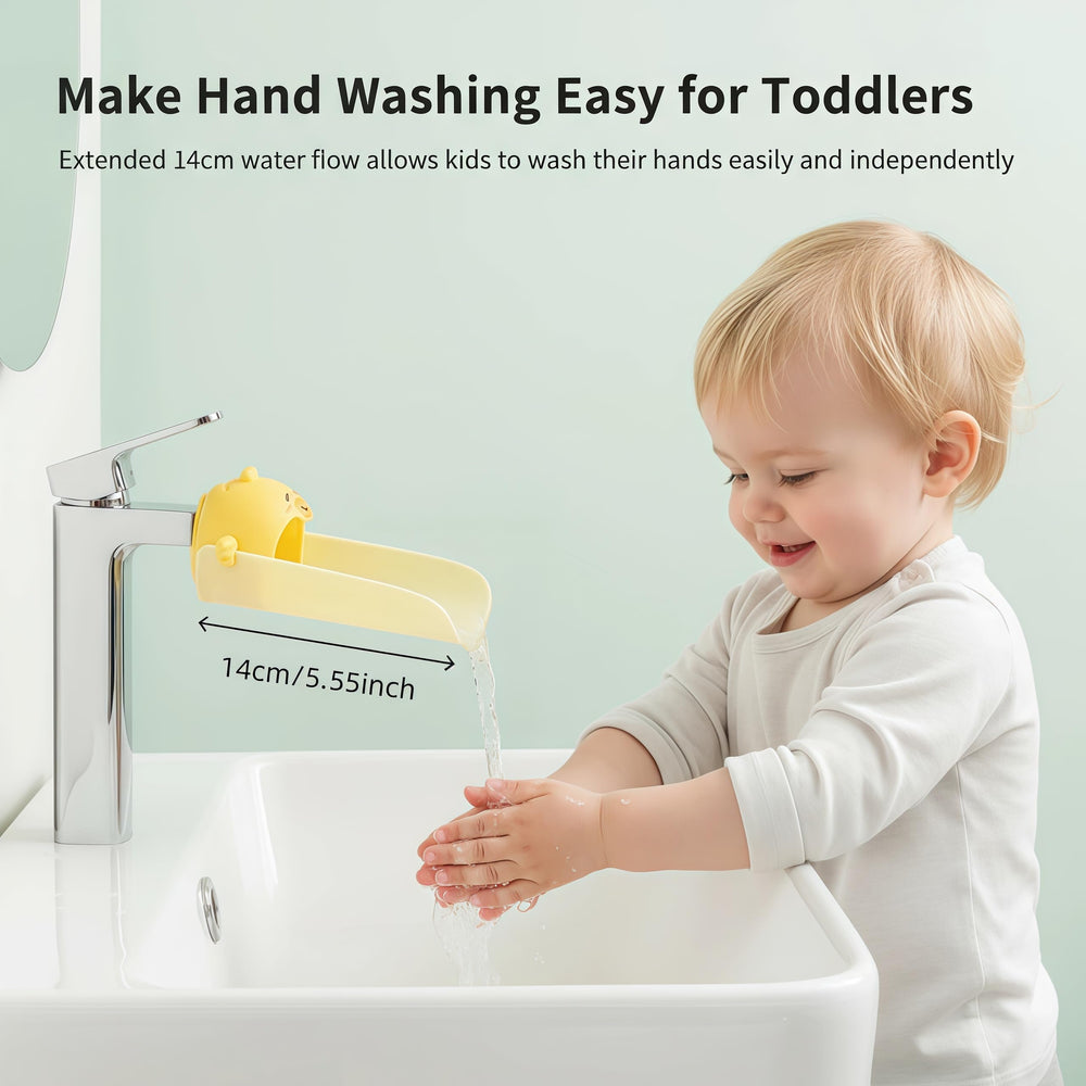 Yooreps green faucet extender side view reduces splashes for neater sleeves.