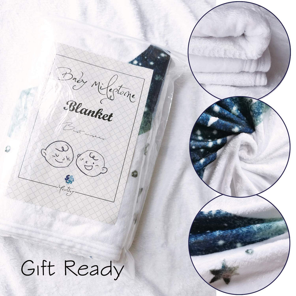 Yoothy Moon milestone blanket at 51x40 inches highlights generous space for portraits
