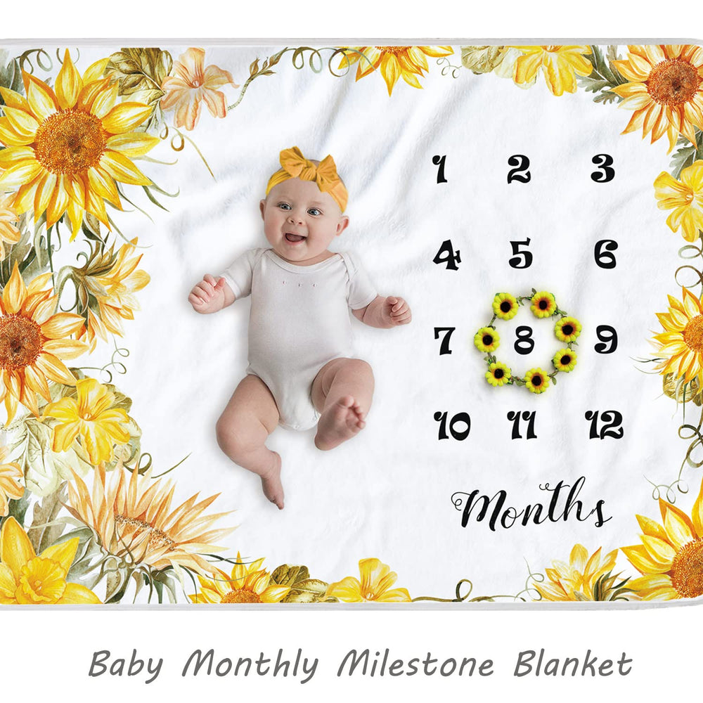 Yoothy Sunflower blanket measures 45 by 40 inches for versatile posing sessions.