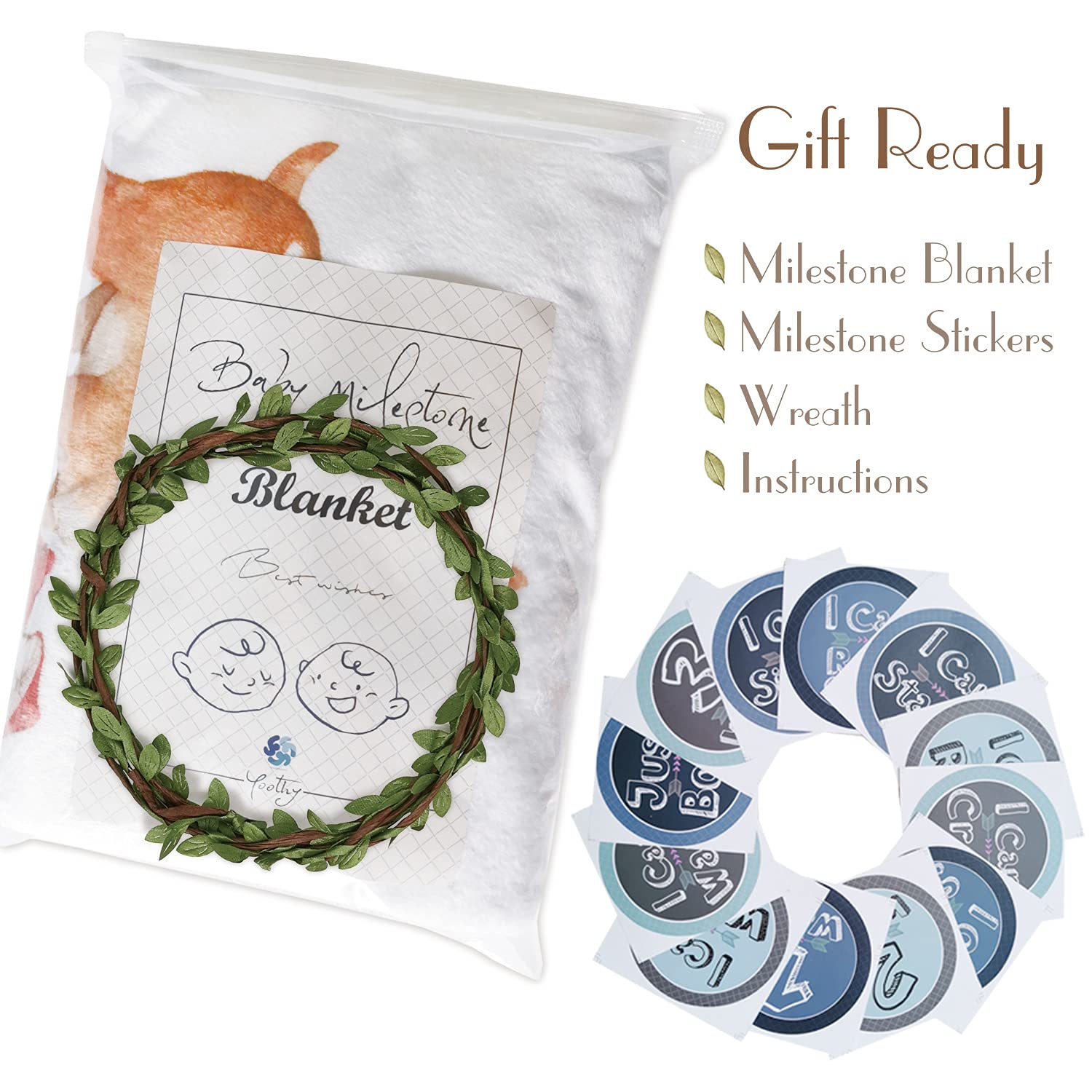 Yoothy milestone stickers kit with 12 markers for growth moments in photos