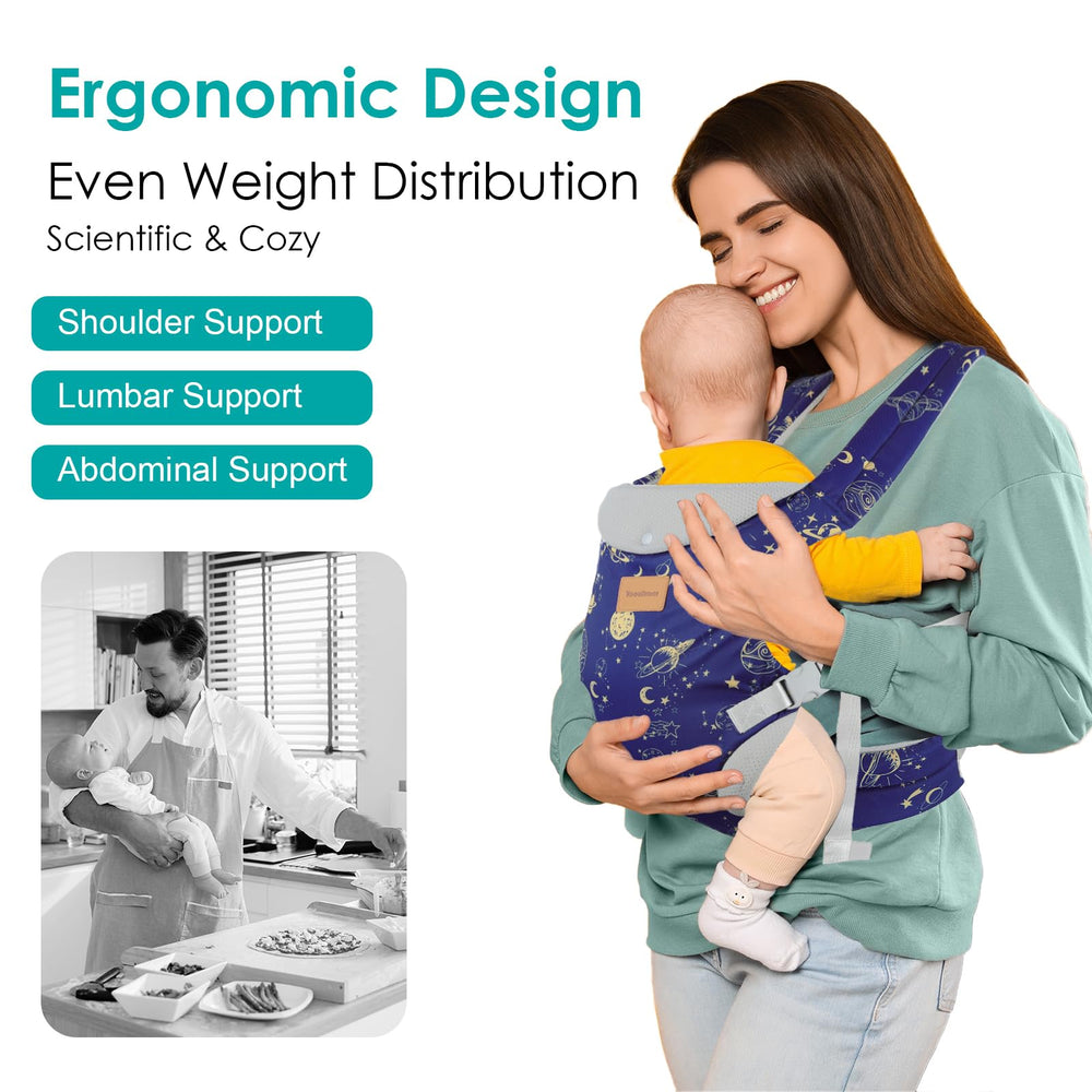 YooxArmor baby carrier adjustment straps show easy fit for diverse parent sizes and comfort