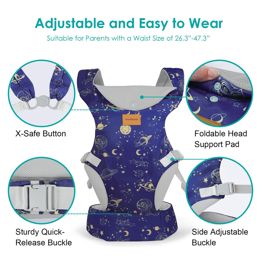 YooxArmor hip-position designed carrier helps legs rest in natural M-position