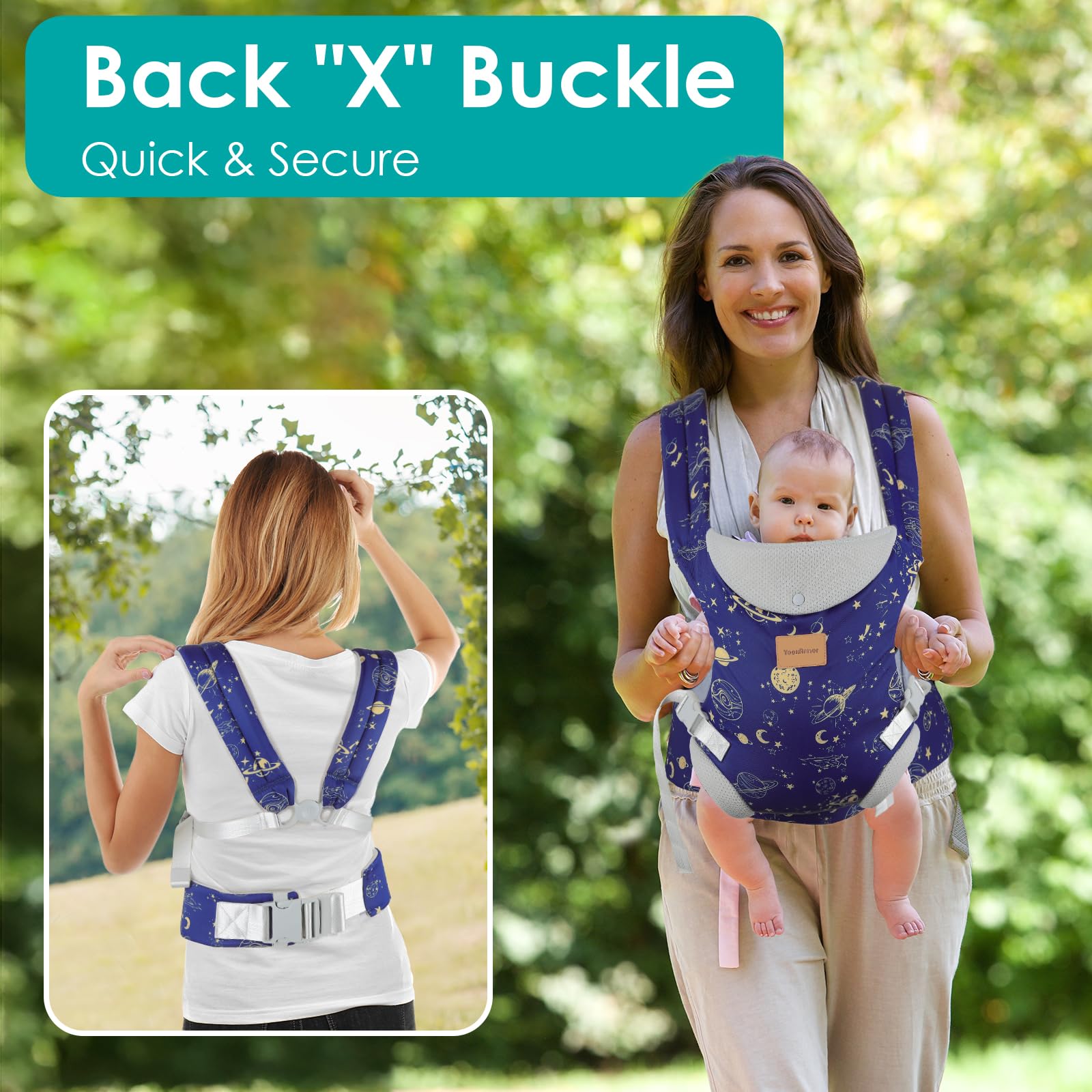 YooxArmor neck head support emphasizes baby's secure head rest in carrier
