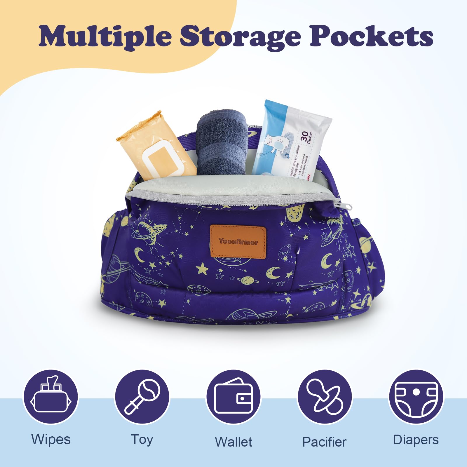 YooxArmor Baby Hip Carrier front-carry view promotes close bonding during strolls.