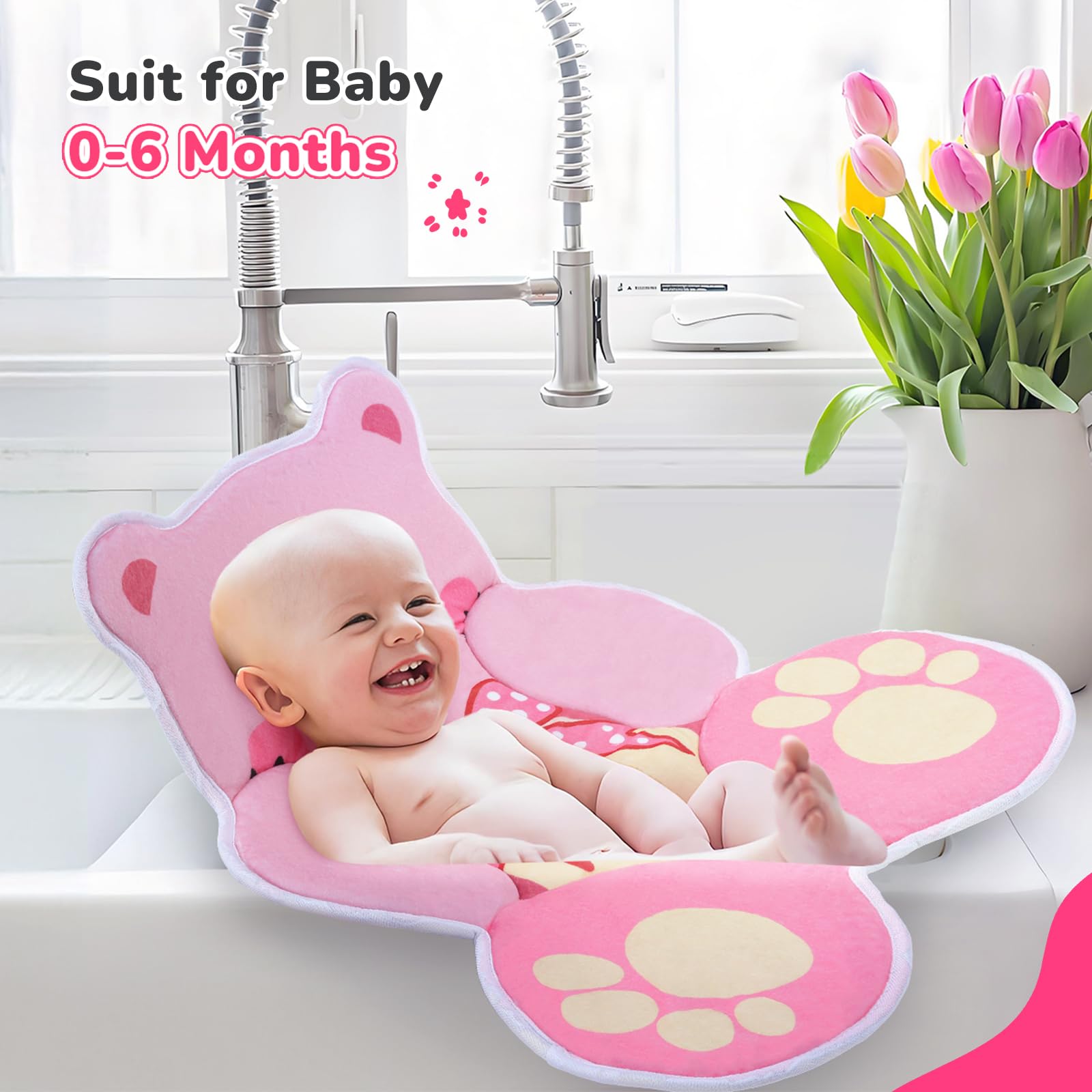 YooxArmor bear bath pad pink floating design on water surface