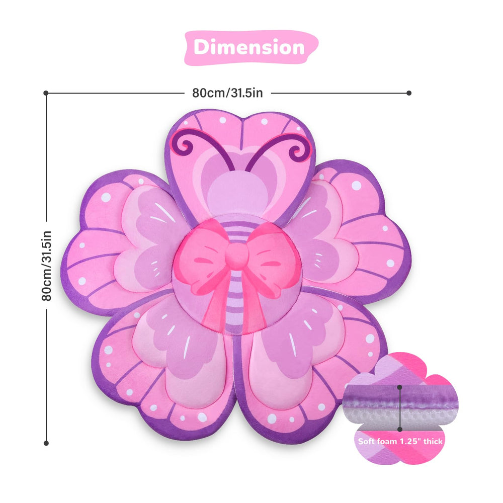 YooxArmor Pink Butterfly Bath Pad diameter detail highlights 31.3-inch coverage