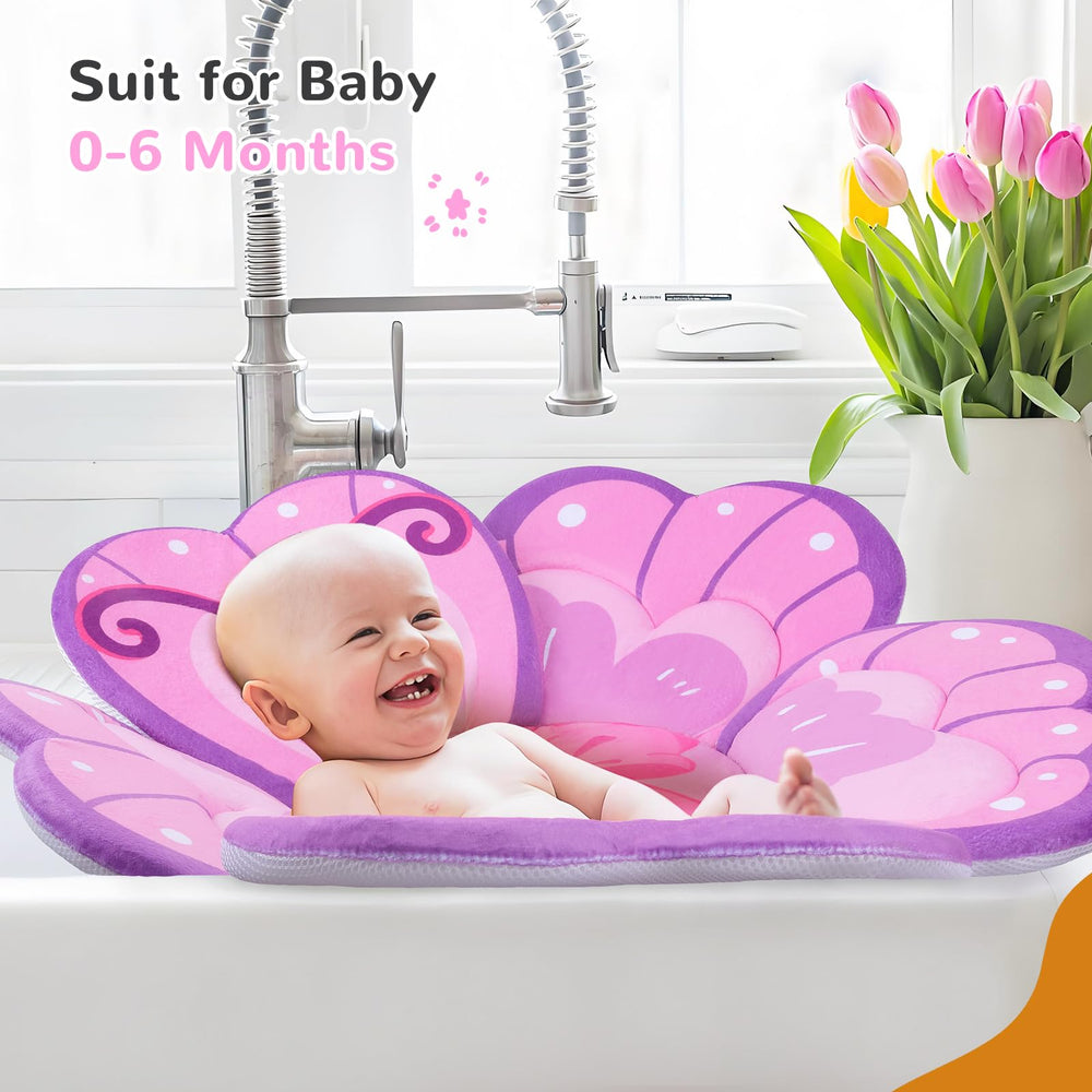YooxArmor Pink Butterfly Bath Pad with flower design adds gentle visual appeal
