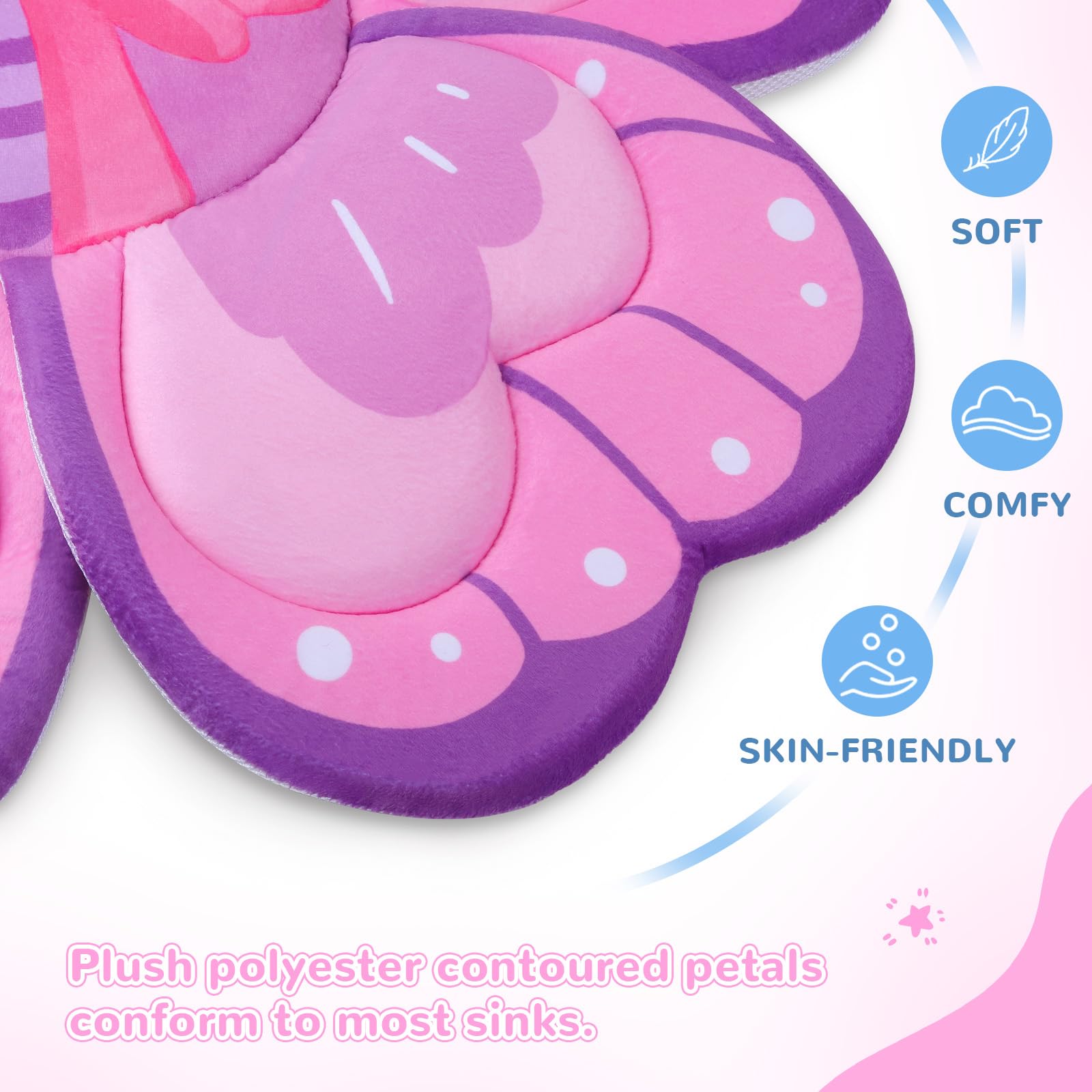 YooxArmor Pink Butterfly Bath Pad in sink provide stable, easy sink baths