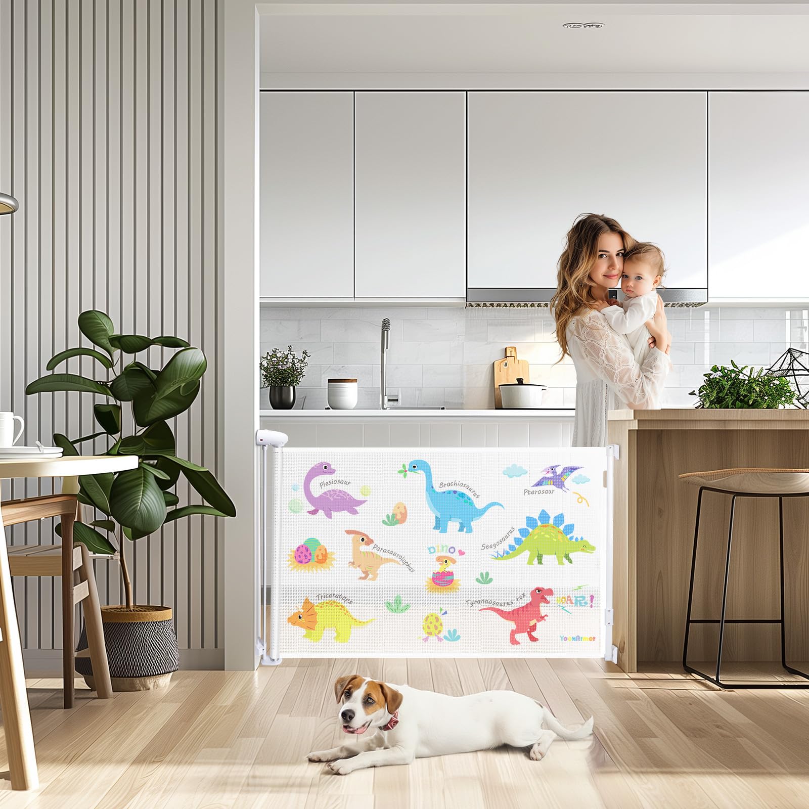 YooxArmor retractable gate 34in tall provides clear sight while watching children indoors.