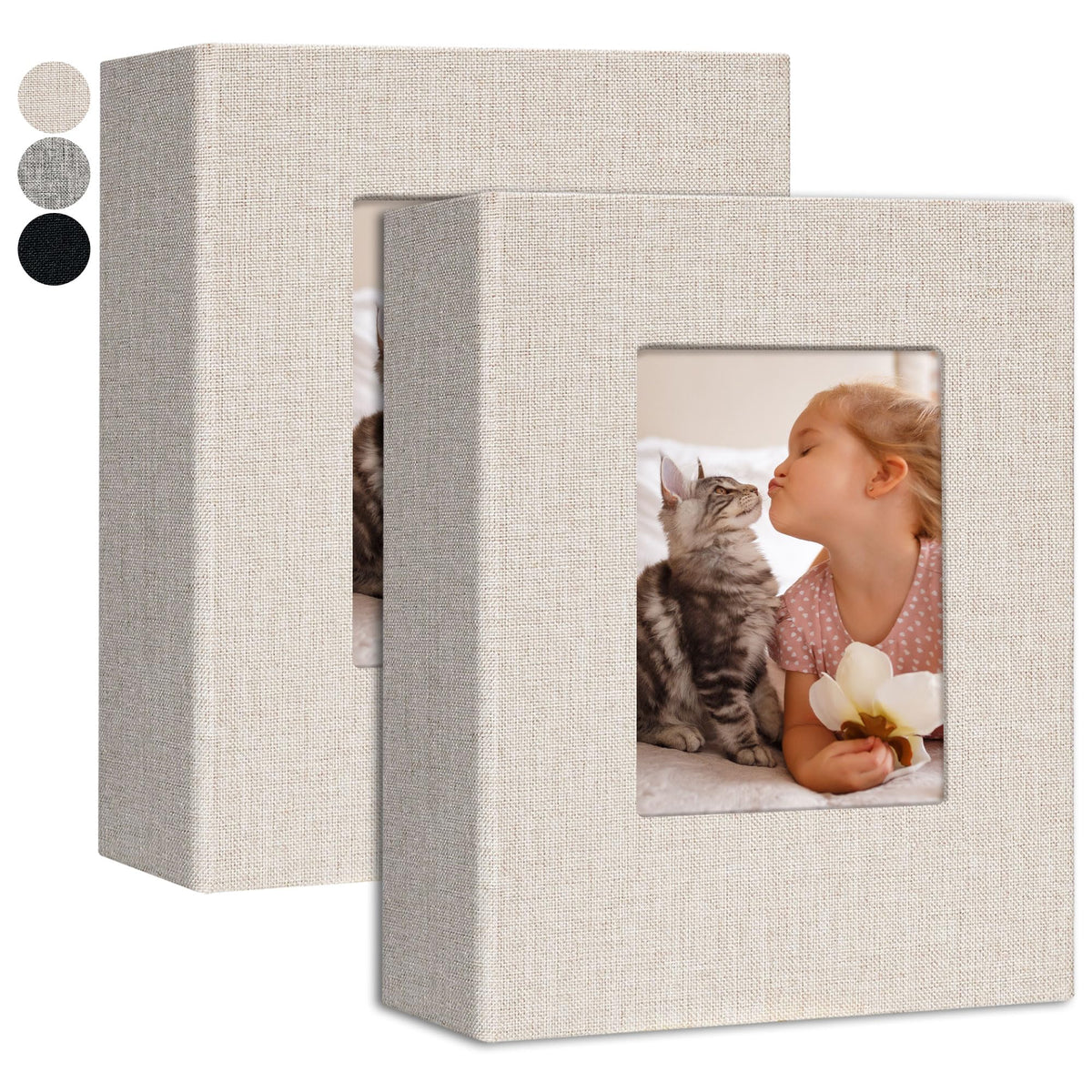 Yopih small photo album beige with open window display for personalized keepsakes