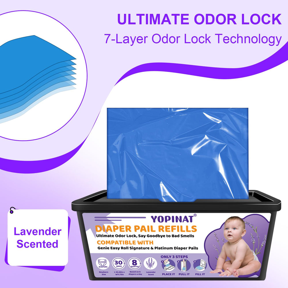Yopinat 7-layer odor lock technology label emphasizing strong odor control