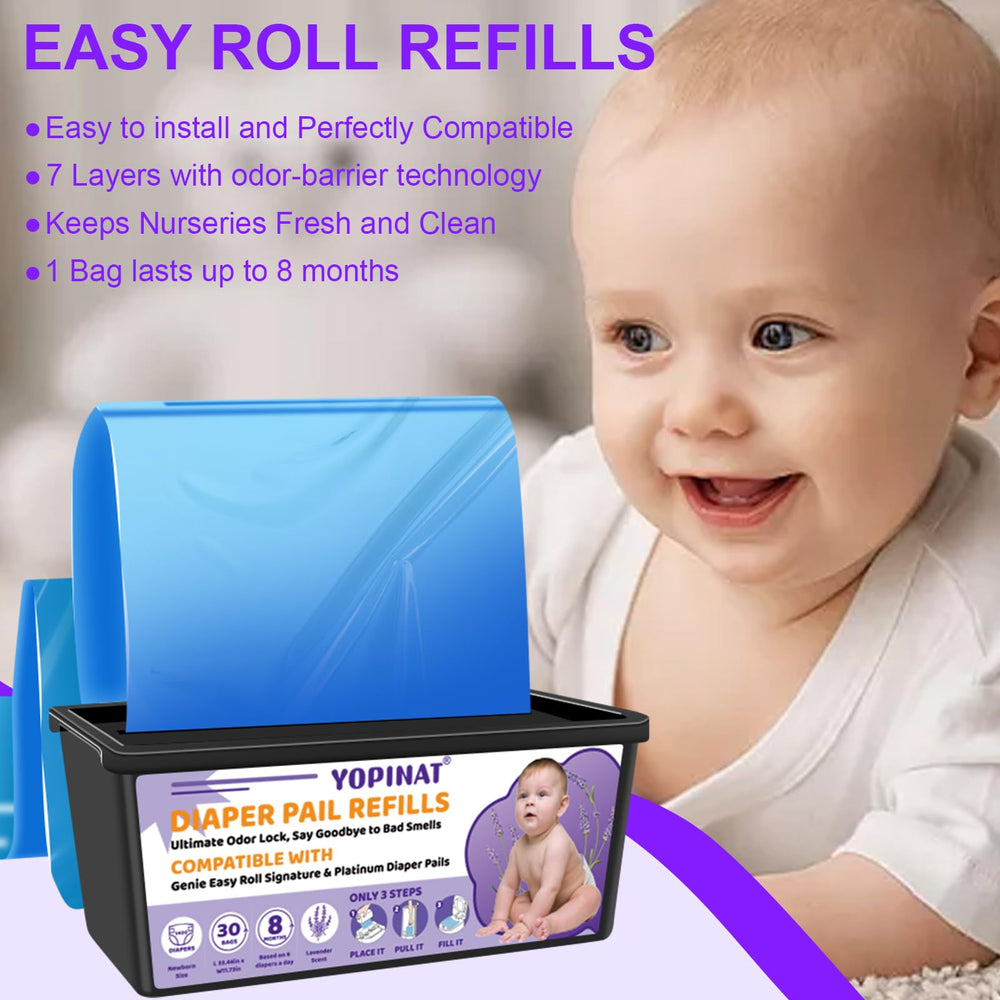 Yopinat easy-tear perforated bags closeup with no-knot design for quick changes